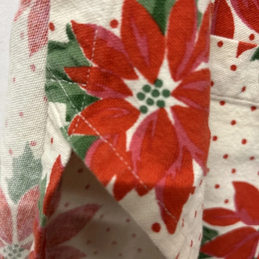 Christmas Bib Apron Handmade Poinsettias Polka Dots Red Green,‎ Cotton Man/Woman